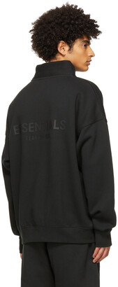 Essentials Black Mock Neck Half-Zip Sweatshirt - ShopStyle
